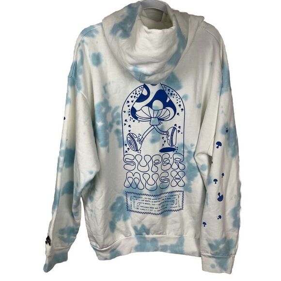 Super Mush New SuperBlue Tie Dye‎ Mushroom Hoodie Unisex Size XL - Picture 7 of 9
